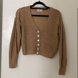 Wool blend camel cardigan